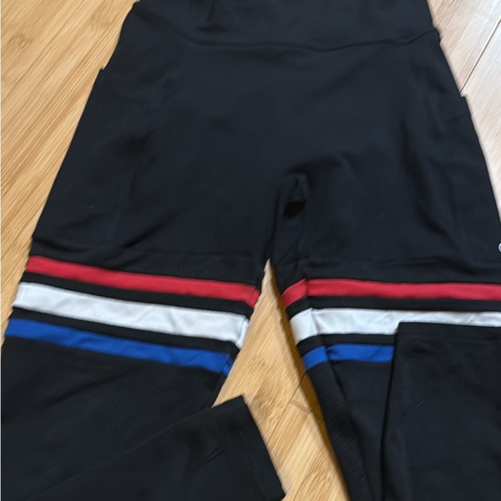 Bombshell Sportswear Kids Black Leggings with Colorful Stripes